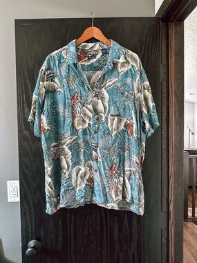 Men's Hawaiian Short-Sleeve Shirt - Teal Palm Print